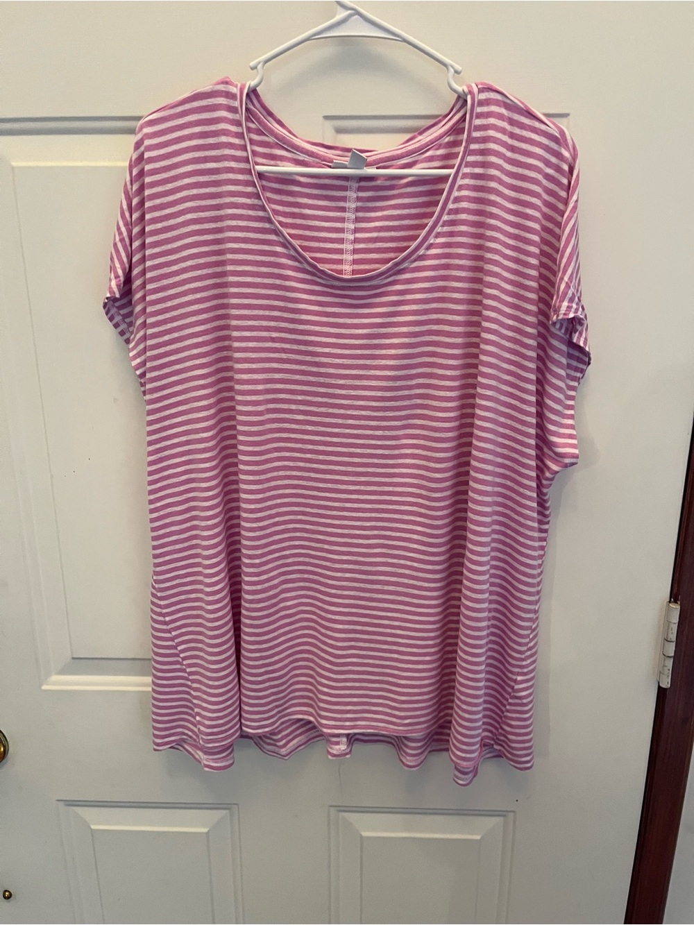 J. Jill Pink and White Striped Short Sleeve Tee, 4X